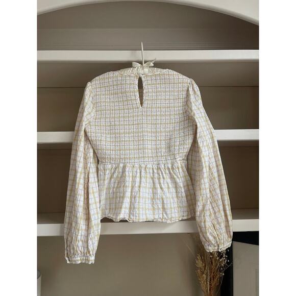 Universal Threads Yellow Plaid Shirred Top - Size Small - Picture 7 of 8